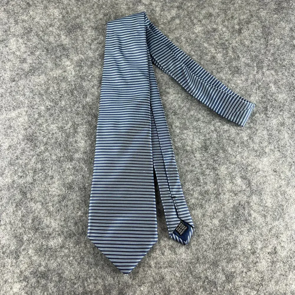 Volta‎ Seta made in ITALY 100% Silk Tie Men's Navy Blue Stripe Necktie